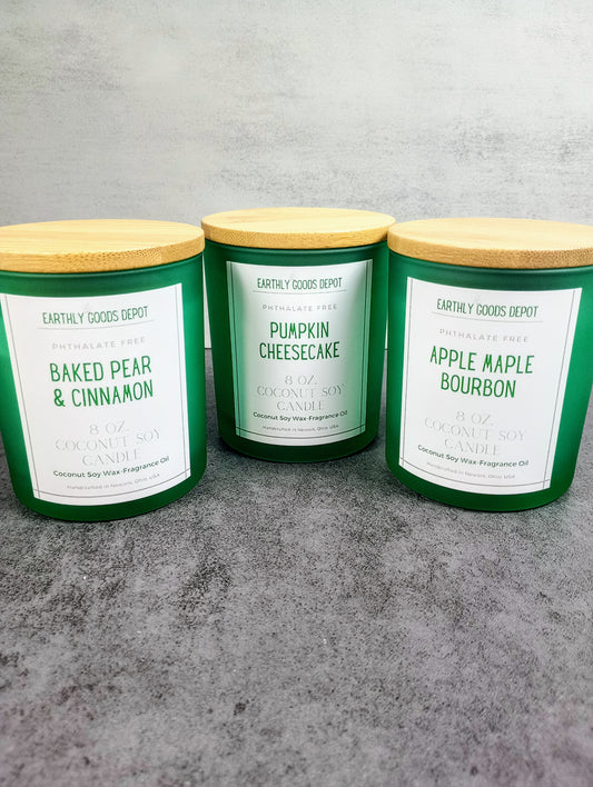 8oz Frosted Green Coconut Soy Candle