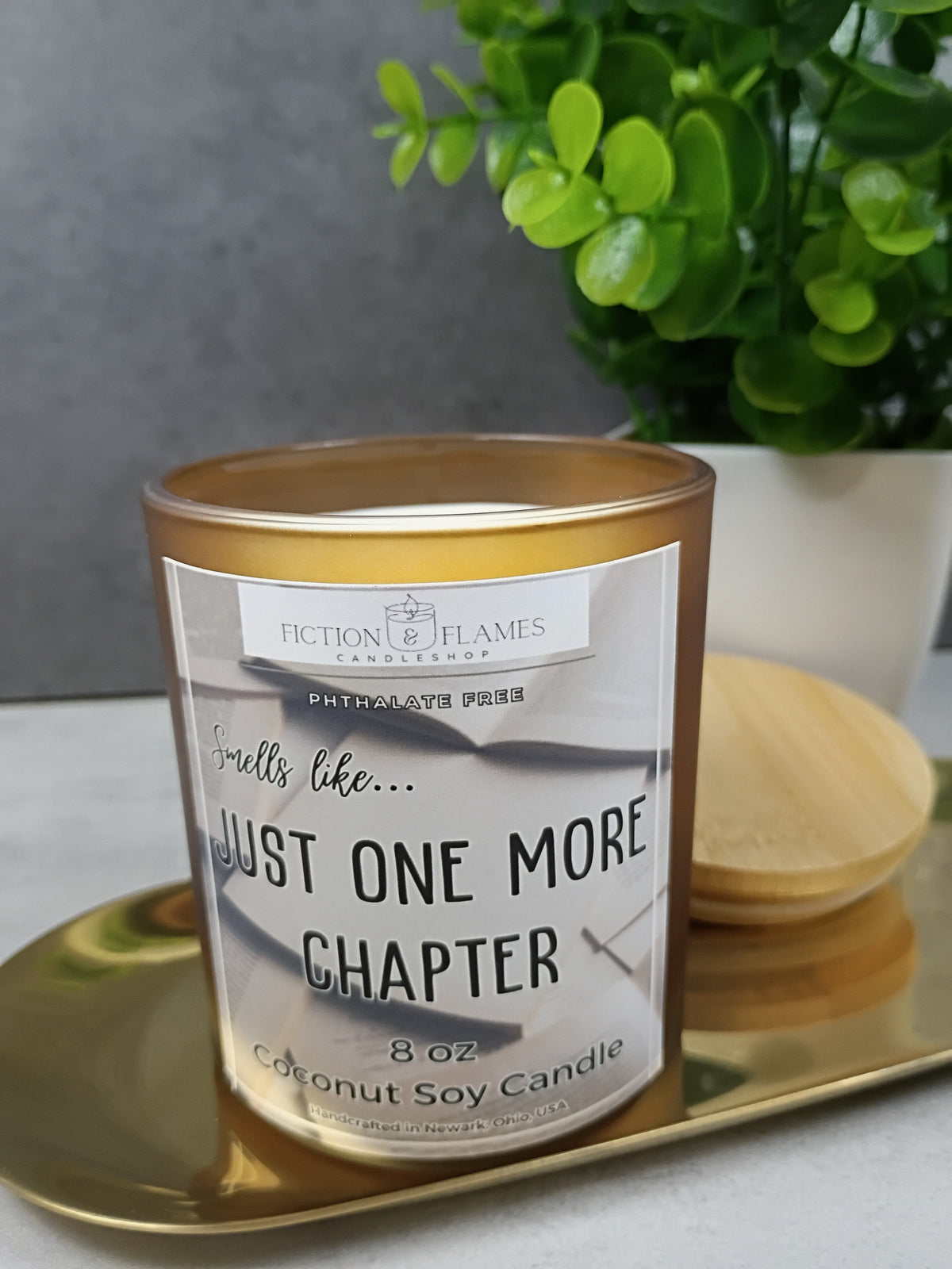 8oz Frosted Amber Coconut Soy Book Candle