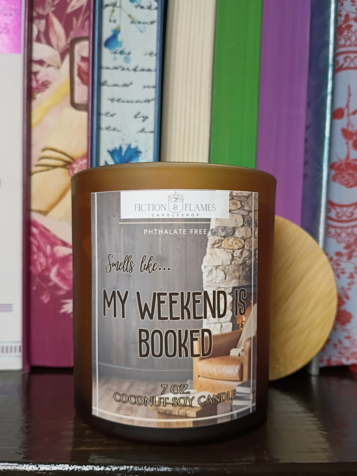 8oz Frosted Amber Coconut Soy Book Candle