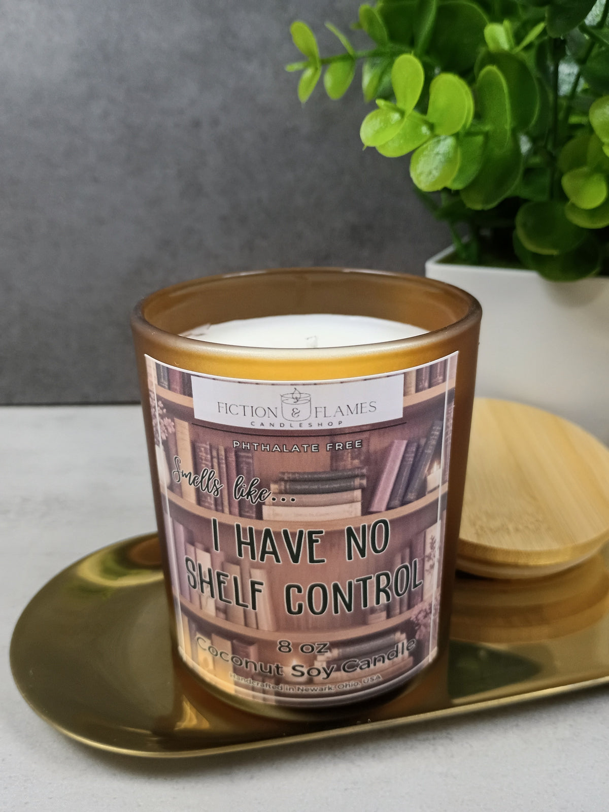 8oz Frosted Amber Coconut Soy Book Candle